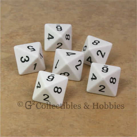 D8 RPG Dice Set : Opaque 6pc - White