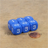 D3 (6 Sided) RPG Dice Set 6pc - Blue