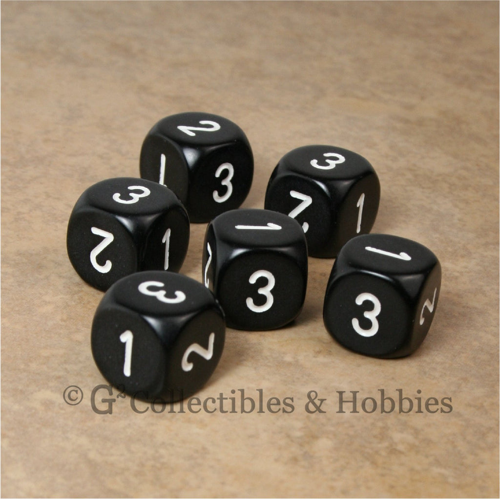 D3 (6 Sided) RPG Dice Set 6pc - Black