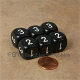 D3 (6 Sided) RPG Dice Set 6pc - Black