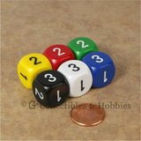 D3 (6 Sided) RPG Dice Set 6pc - 6 Colors