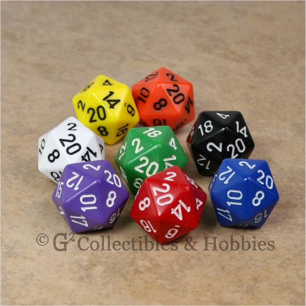 D20 RPG Dice Set : Opaque 8pc - 8 Colors