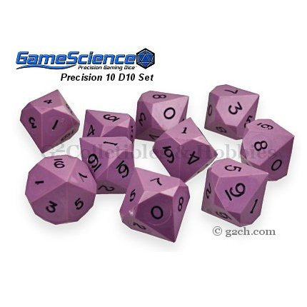 Gamescience Precision D10 Dice Set Opaque Purple 10pc
