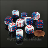 D6 12mm Gemini Astral Blue-White with Red Pips 10pc Dice Set