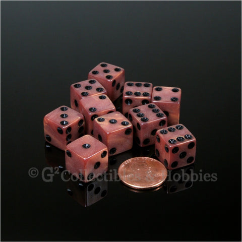 D6 12mm Pearlized Bronze with Black Pips 10pc Dice Set