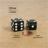 D6 19mm Opaque Black with White Pips 10pc Dice Set