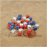 D6 5mm Deluxe Rounded Edge Opaque 30pc Dice Set - Red White Blue