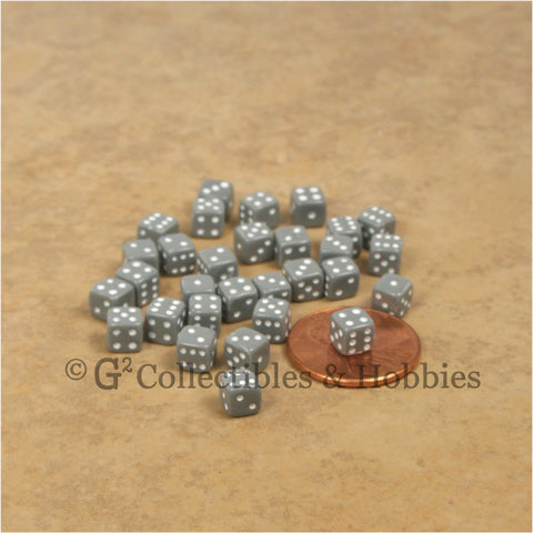 D6 5mm Deluxe Rounded Edge 30pc MINI Dice Set - Opaque Gray