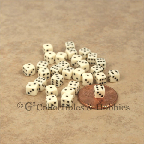 D6 5mm Deluxe Rounded Edge 30pc MINI Dice Set - Opaque Ivory