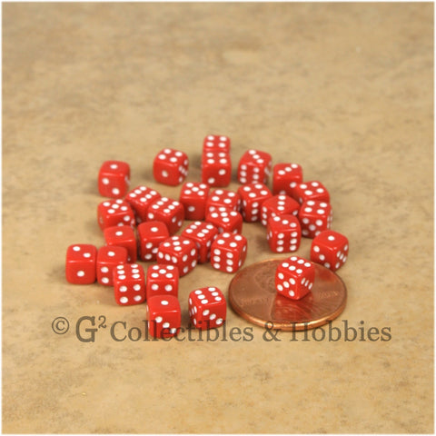 D6 5mm Deluxe Rounded Edge 30pc MINI Dice Set - Opaque Red