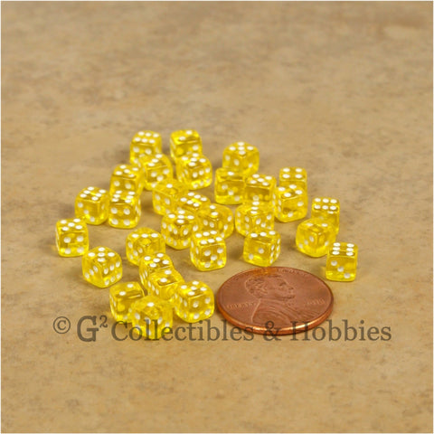 D6 5mm Deluxe Rounded Edge 30pc MINI Dice Set - Transparent Yellow