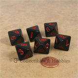 D8 RPG Dice Set : Opaque 6pc - Black with Red Numbers