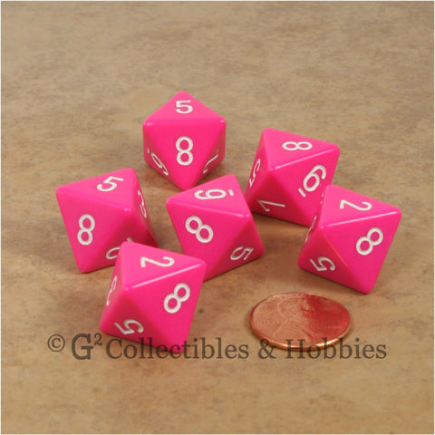 D8 RPG Dice Set : Opaque 6pc - Pink