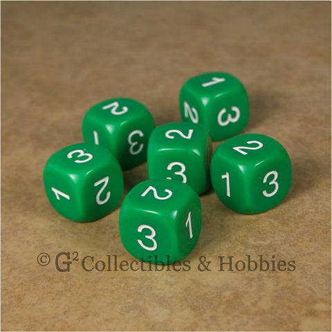 D3 (6 Sided) RPG Dice Set 6pc - Green