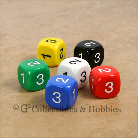 D3 (6 Sided) RPG Dice Set 6pc - 6 Colors