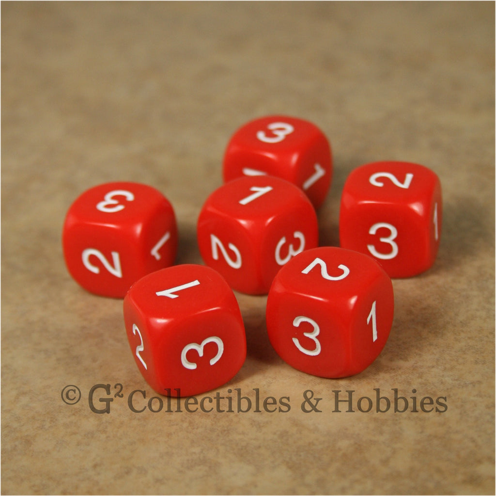 D3 (6 Sided) RPG Dice Set 6pc - Red