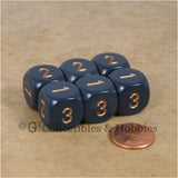 D3 (6 Sided) RPG Dice Set 6pc - Dusty Blue with Copper Numbers