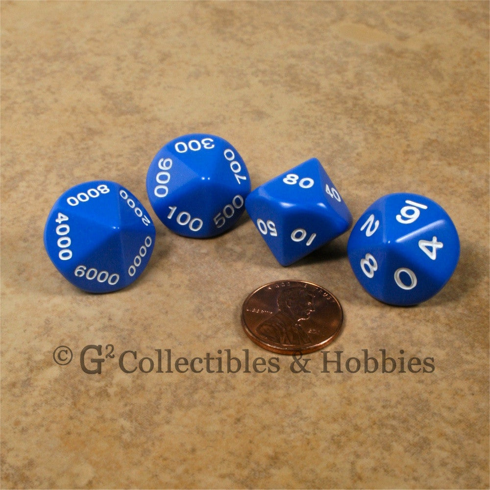 D10 Opaque Blue Place Value Dice Tens 4pc Set