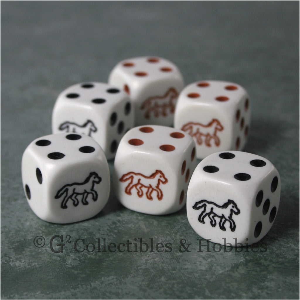 Horse 6pc Dice Set - Brown & Black Horse