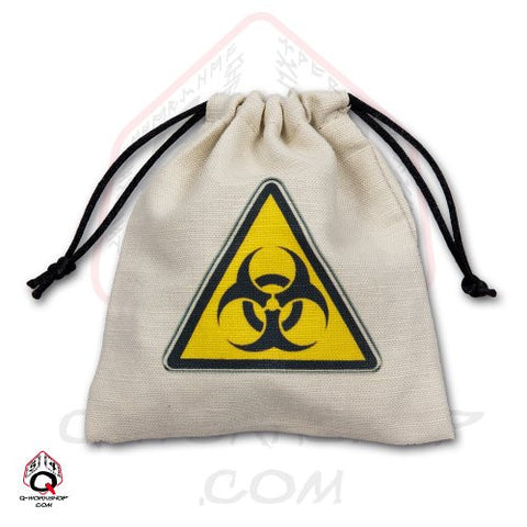 Dice Bag: Small White Linen Biohazard