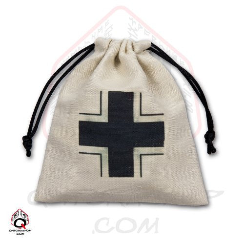 Dice Bag: Small White Linen WWII German Iron Cross