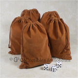 Dice Bag: Large Brown Velveteen - 5pc Set