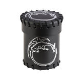 Handcrafted Black Leather Dice Cup with Dragon Design