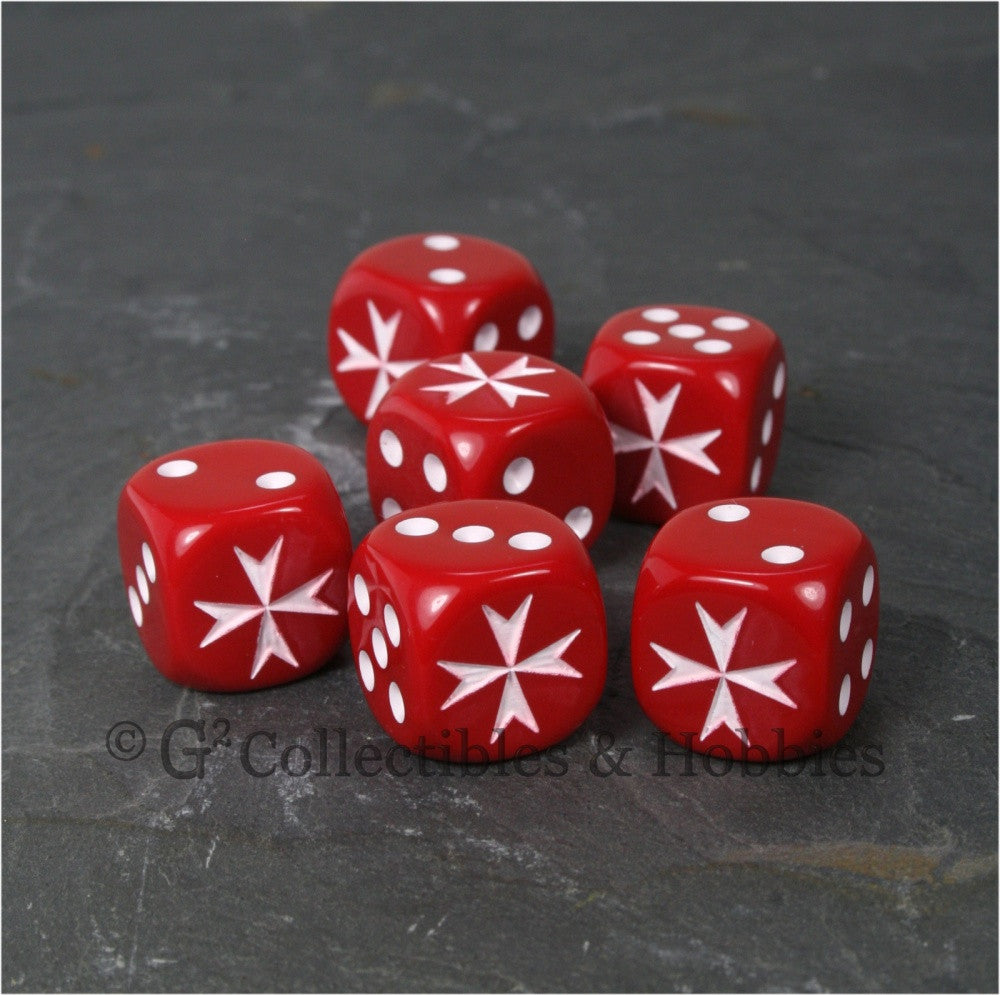 Maltese Cross 6pc Dice Set - Red