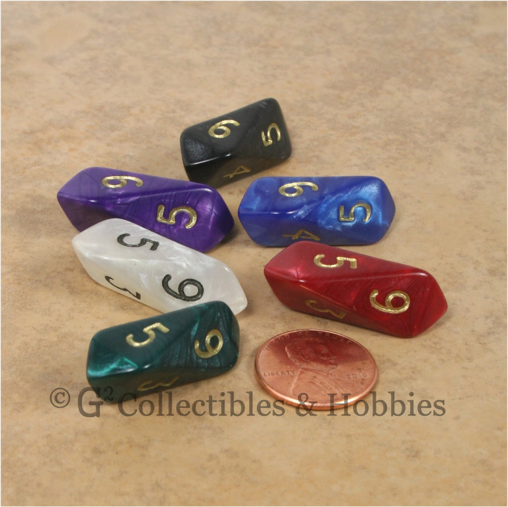 D6 Crystal Pearl Dice 6pc Set - 6 Colors
