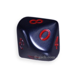 D10 Opaque Black with Red Numbers