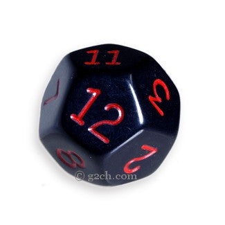 D12 Opaque Black with Red Numbers