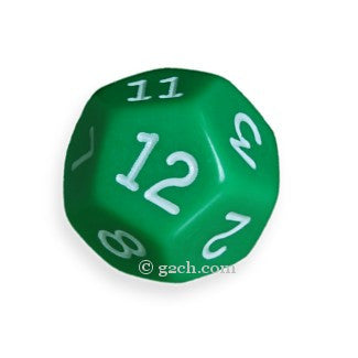 D12 Opaque Green with White Numbers