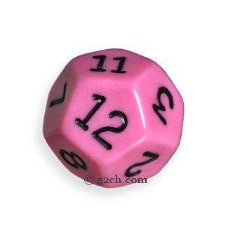 D12 Opaque Pink with Black Numbers