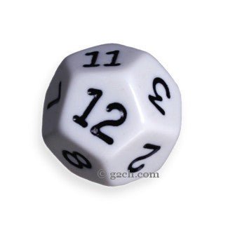 D12 Opaque White with Black Numbers
