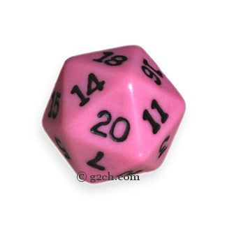 D20 Opaque Pink with Black Numbers