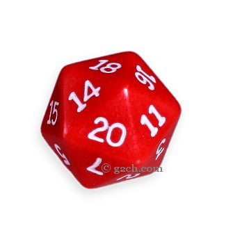 D20 Opaque Red with White Numbers