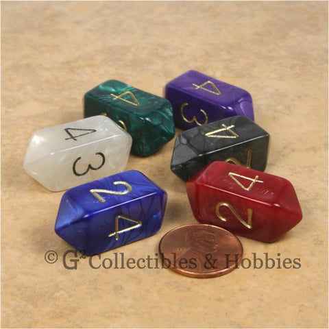 D4 Crystal Pearl Dice 6pc Set - 6 Colors