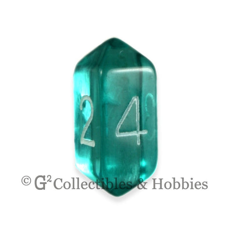 D4 Crystal Transparent Aqua Blue Die with White Numbers