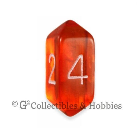 D4 Crystal Transparent Orange Die with White Numbers