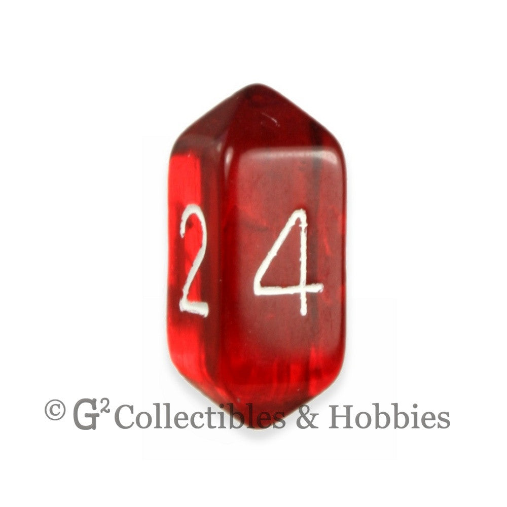 D4 Crystal Transparent Red Die with White Numbers