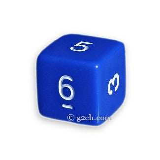 D6 Opaque Blue with White Numbers