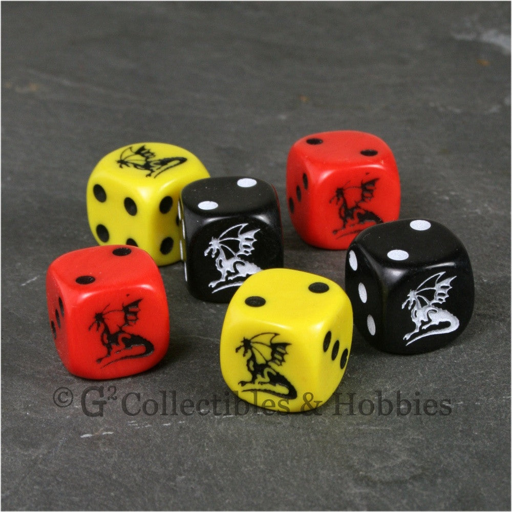 Dragon Dice 6pc Set - Red Black Yellow