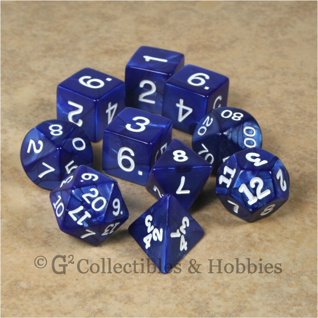 RPG Dice Set Pearlized Navy Blue 10pc