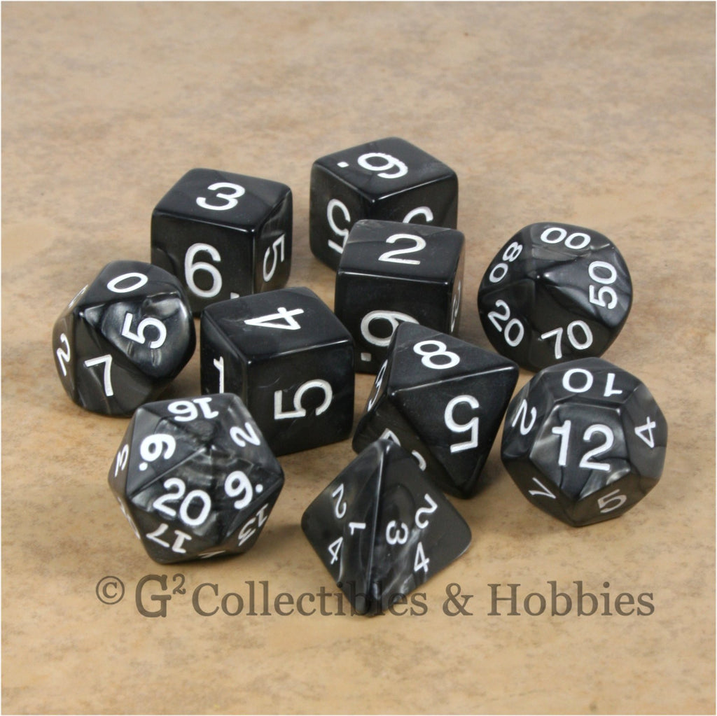 RPG Dice Set Pearlized Charcoal Black 10pc