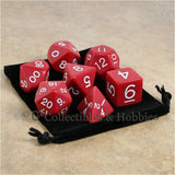 Jumbo RPG 7pc Dice & Bag Set - Red with White Numbers