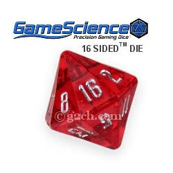 D16 Transparent Ruby Red Gamescience Gem Die
