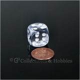D6 16mm Rounded Edge 6pc Dice Set - Transparent Clear with White Pips